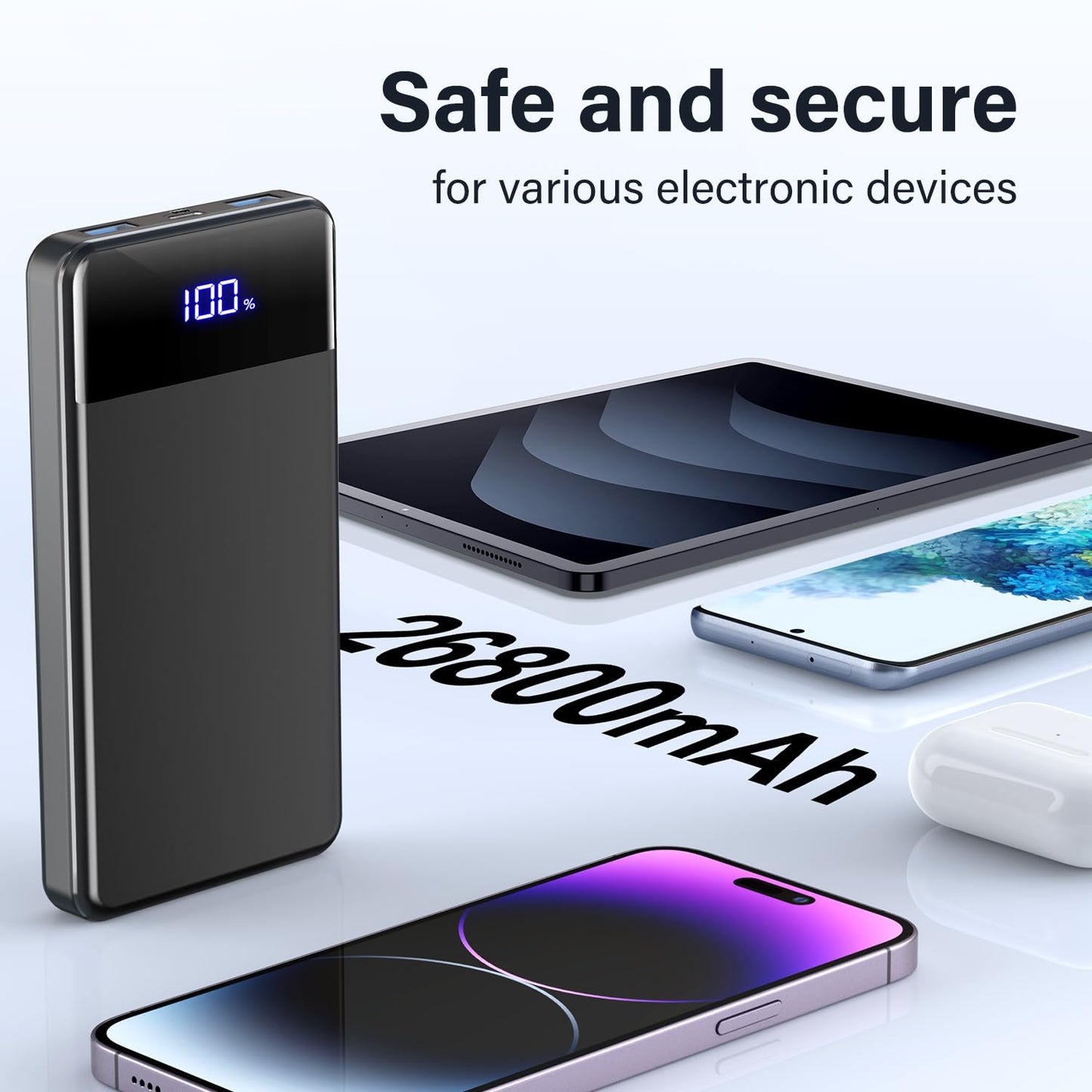 Power Bank, Portable Charger 12000mAh Fast Charging PD22.5W USB-C/USB-A Output, PowerBank Phone Battery Pack for iPhone 17 Air 16 15 14 13 Plus Pro Max Mini Glaxy
