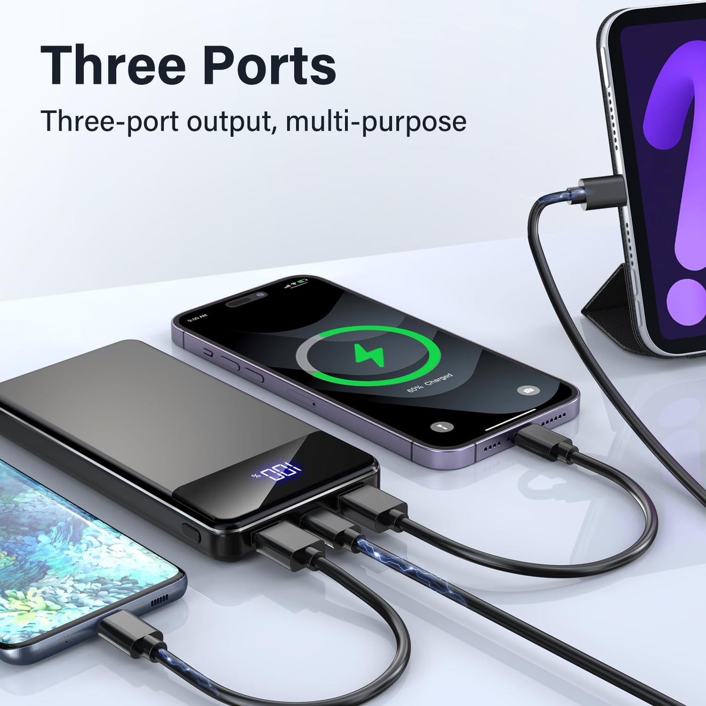 Power Bank, Portable Charger 12000mAh Fast Charging PD22.5W USB-C/USB-A Output, PowerBank Phone Battery Pack for iPhone 17 Air 16 15 14 13 Plus Pro Max Mini Glaxy