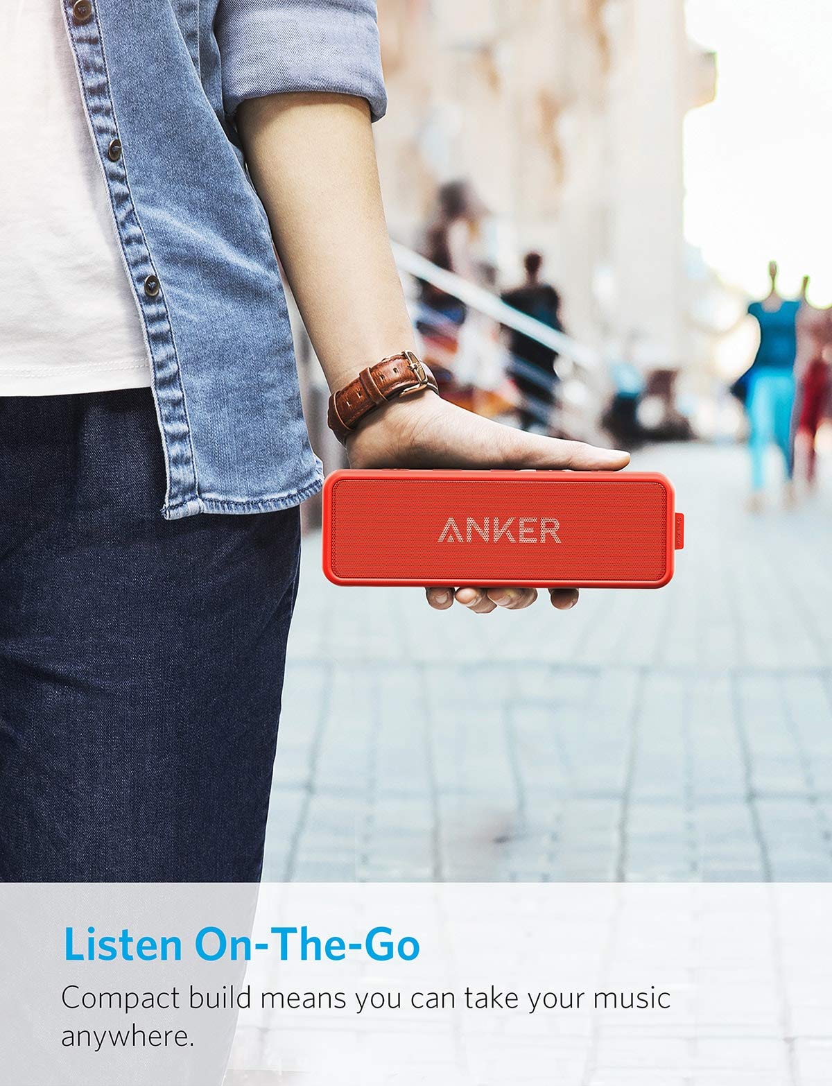Anker Soundcore 2 Portable Bluetooth Speaker with 12W Stereo Sound, BassUp, IPX7 Waterproof, 24-Hour Playtime, Wireless Stereo Pairing, Speaker for Home, Outdoors, Travel