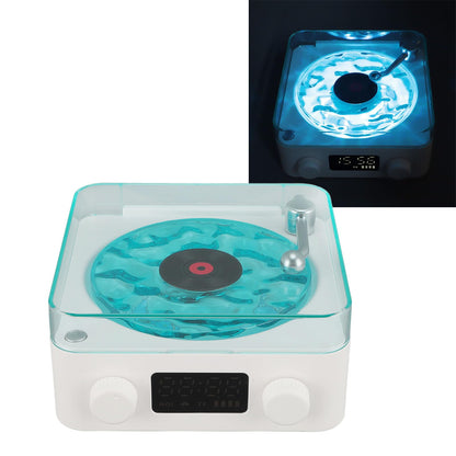 Bluetooth Record Player, 3 in 1 Record Player Style Speaker with Night Light and Time Display,Mini Record Player with 4 Sounds of Nature (White)