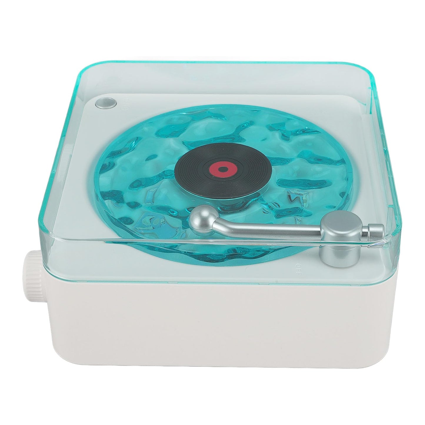 Bluetooth Record Player, 3 in 1 Record Player Style Speaker with Night Light and Time Display,Mini Record Player with 4 Sounds of Nature (White)