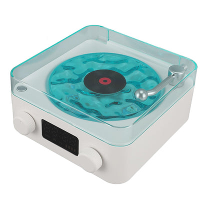Bluetooth Record Player, 3 in 1 Record Player Style Speaker with Night Light and Time Display,Mini Record Player with 4 Sounds of Nature (White)
