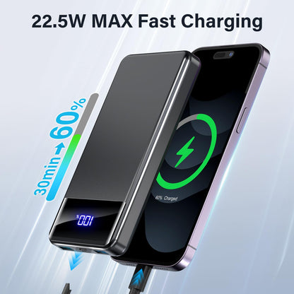 Power Bank, Portable Charger 12000mAh Fast Charging PD22.5W USB-C/USB-A Output, PowerBank Phone Battery Pack for iPhone 17 Air 16 15 14 13 Plus Pro Max Mini Glaxy