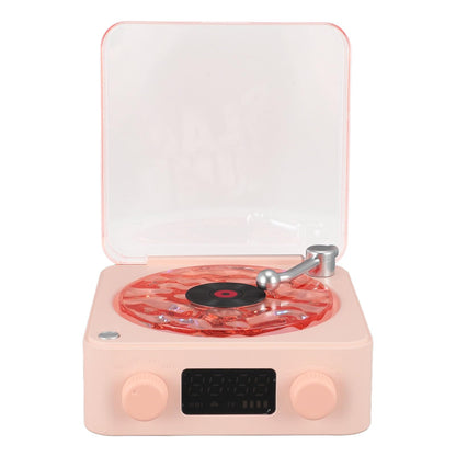 Bluetooth Record Player, 3 in 1 Record Player Style Speaker with Night Light and Time Display,Mini Record Player with 4 Sounds of Nature (White)