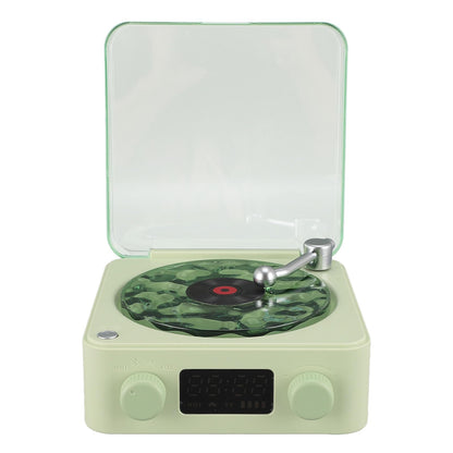 Bluetooth Record Player, 3 in 1 Record Player Style Speaker with Night Light and Time Display,Mini Record Player with 4 Sounds of Nature (White)