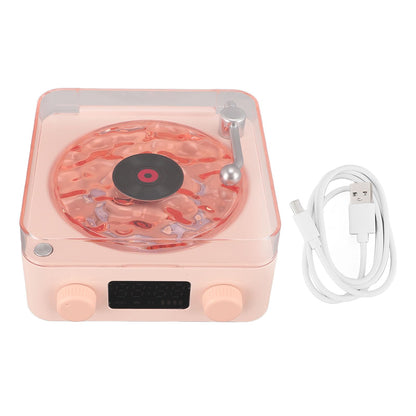 Bluetooth Record Player, 3 in 1 Record Player Style Speaker with Night Light and Time Display,Mini Record Player with 4 Sounds of Nature (White)