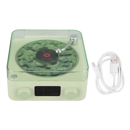 Bluetooth Record Player, 3 in 1 Record Player Style Speaker with Night Light and Time Display,Mini Record Player with 4 Sounds of Nature (White)