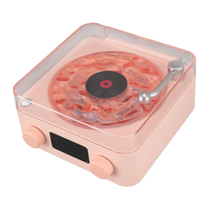 Bluetooth Record Player, 3 in 1 Record Player Style Speaker with Night Light and Time Display,Mini Record Player with 4 Sounds of Nature (White)