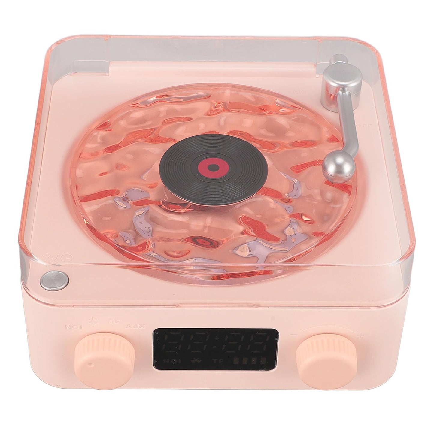 Bluetooth Record Player, 3 in 1 Record Player Style Speaker with Night Light and Time Display,Mini Record Player with 4 Sounds of Nature (White)
