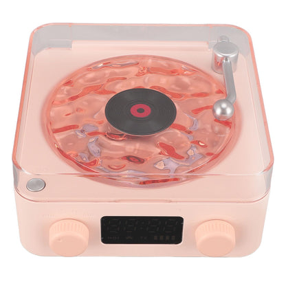 Bluetooth Record Player, 3 in 1 Record Player Style Speaker with Night Light and Time Display,Mini Record Player with 4 Sounds of Nature (White)