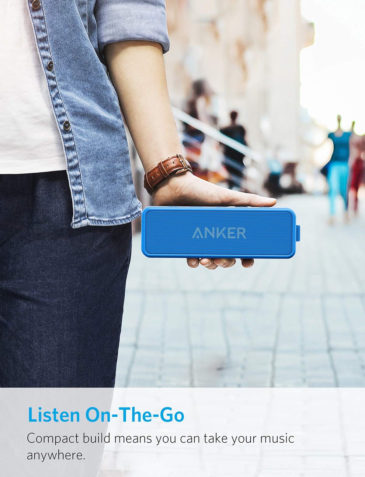 Anker Soundcore 2 Portable Bluetooth Speaker with 12W Stereo Sound, BassUp, IPX7 Waterproof, 24-Hour Playtime, Wireless Stereo Pairing, Speaker for Home, Outdoors, Travel