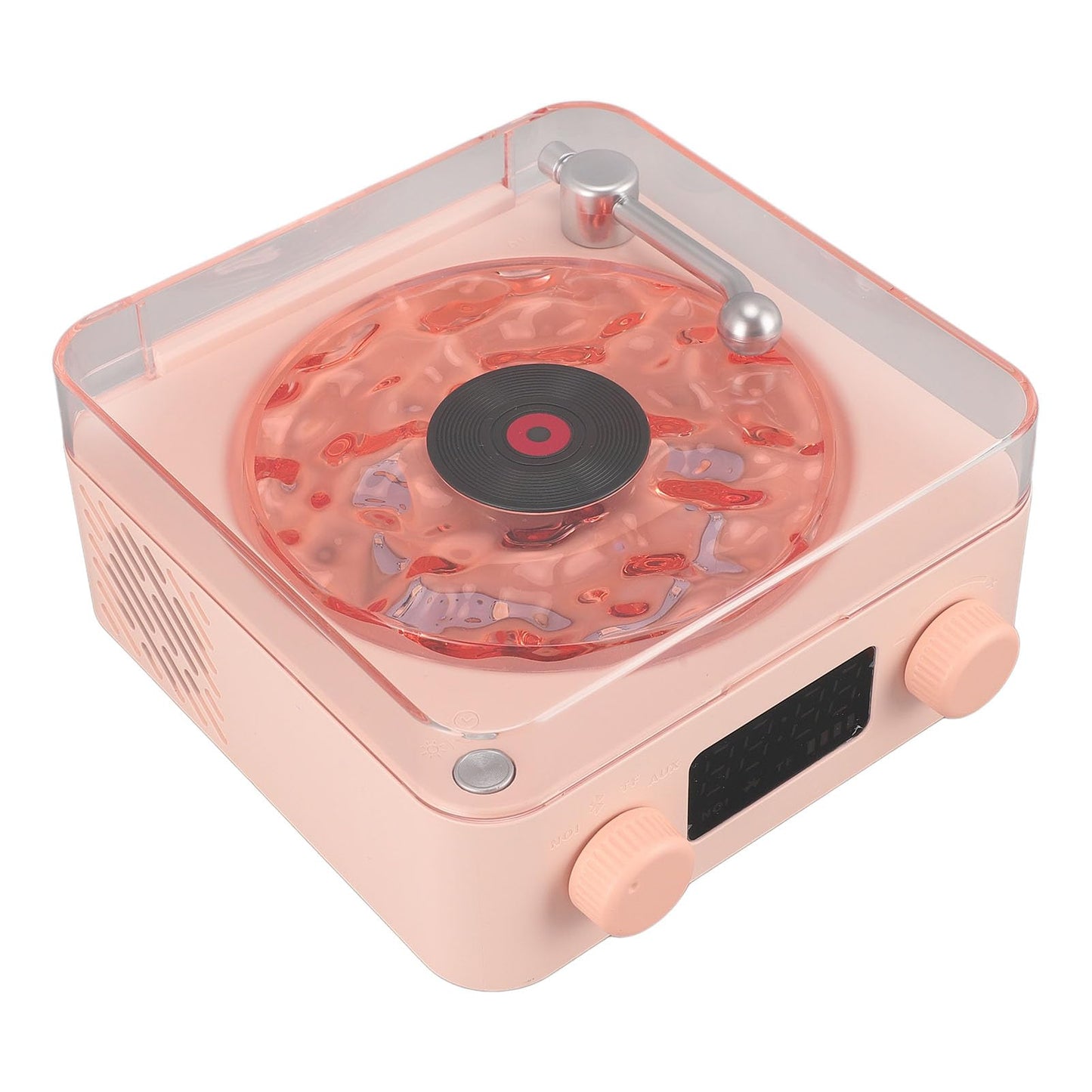 Bluetooth Record Player, 3 in 1 Record Player Style Speaker with Night Light and Time Display,Mini Record Player with 4 Sounds of Nature (White)
